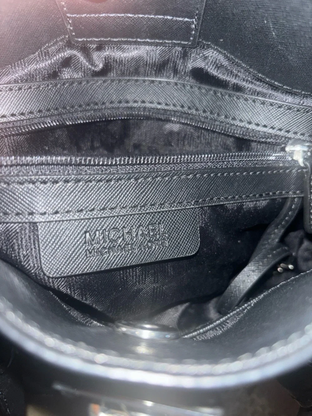 Michael Kors Black Saffiano Leather Satchel with Floral Scarf Accent - Picture 6 of 6